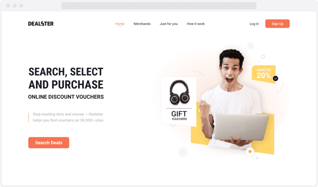 Home page for Dealster (Feature)
