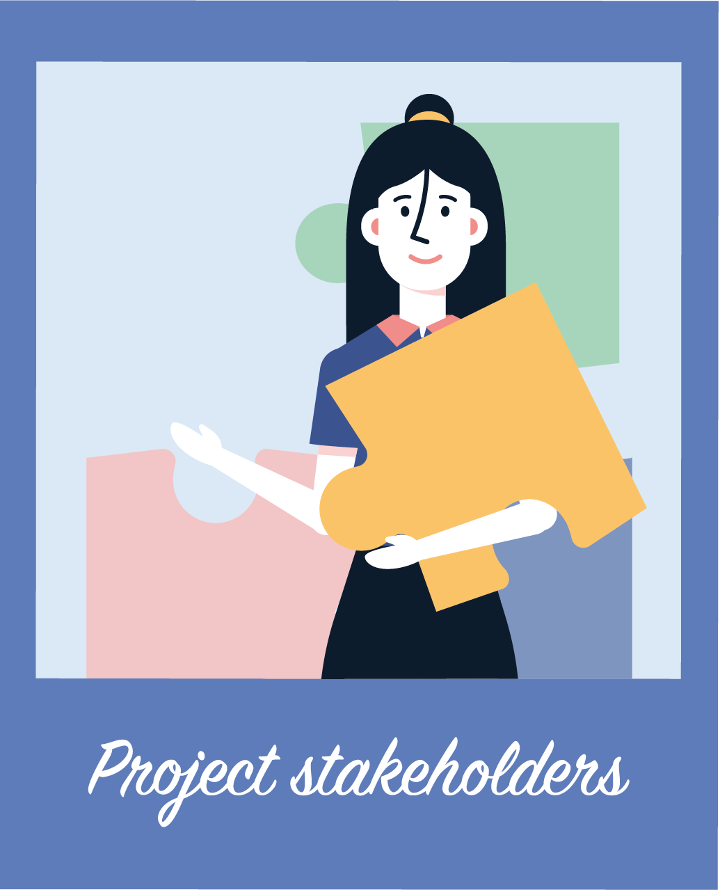 A woman representing a project stakeholder holds the missing puzzle piece when working to start a bespoke dev project
